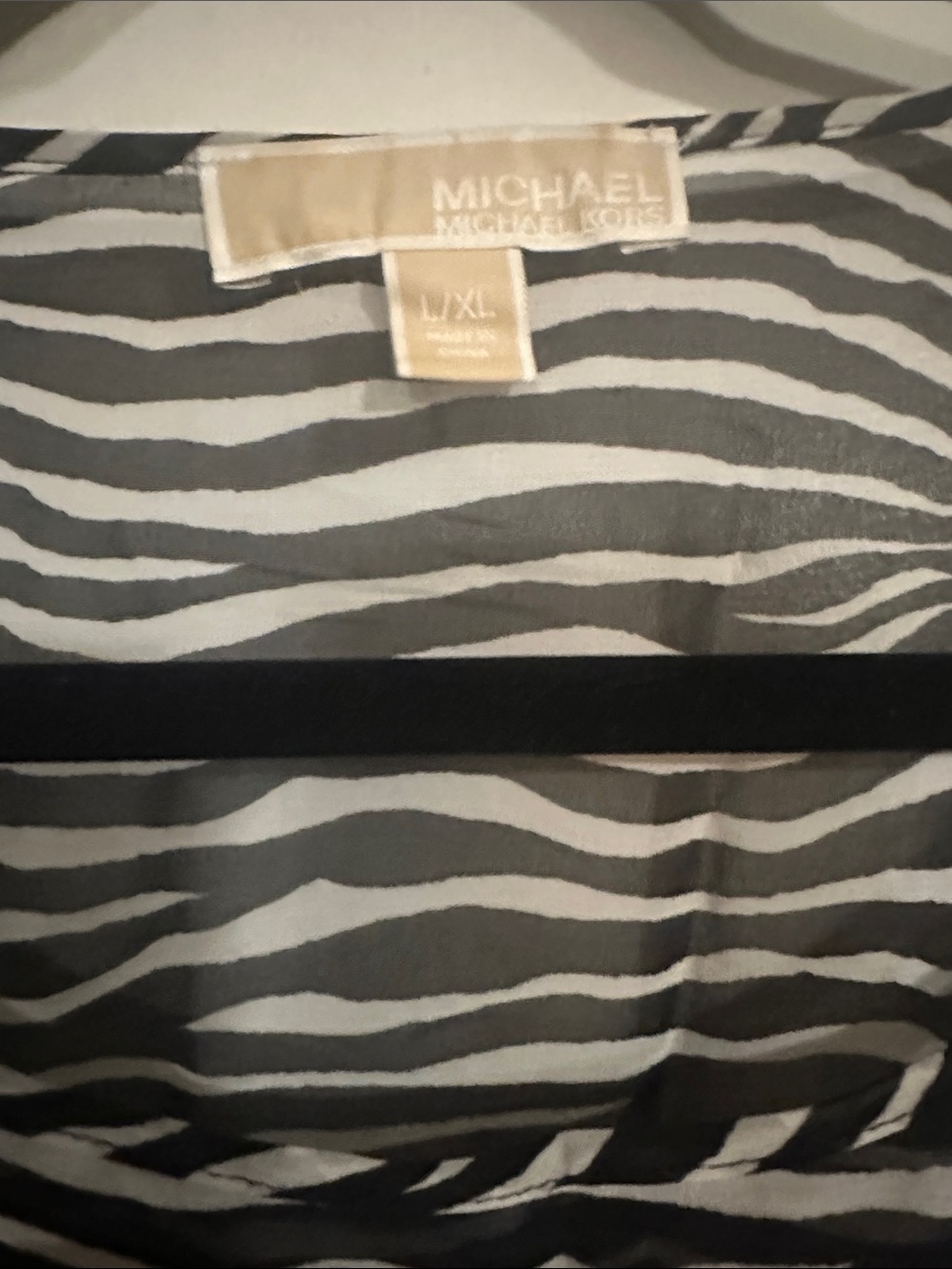 Michael Kors Black and White Mixed Animal Print Chiffon Blouse - Picture 3 of 3